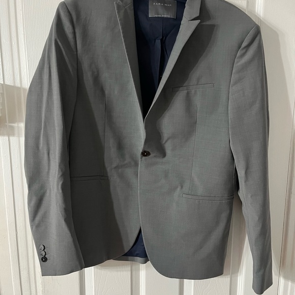 Zara Man Men’s Grey Suit Blazer & Pants 36” Jacket 36” Shoulder, pant inseam - Picture 15 of 16